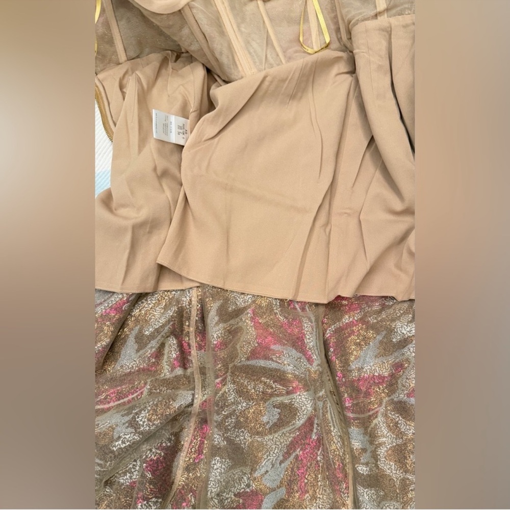 Bronx and Banco Strapless Sequin Gown in Pink, Gold, Blue - Picture 10 of 12